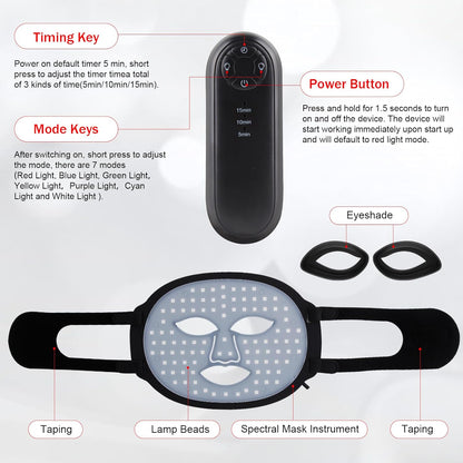 Red Light Therapy for Face, 7 Colors Red Light Therapy Mask, Black