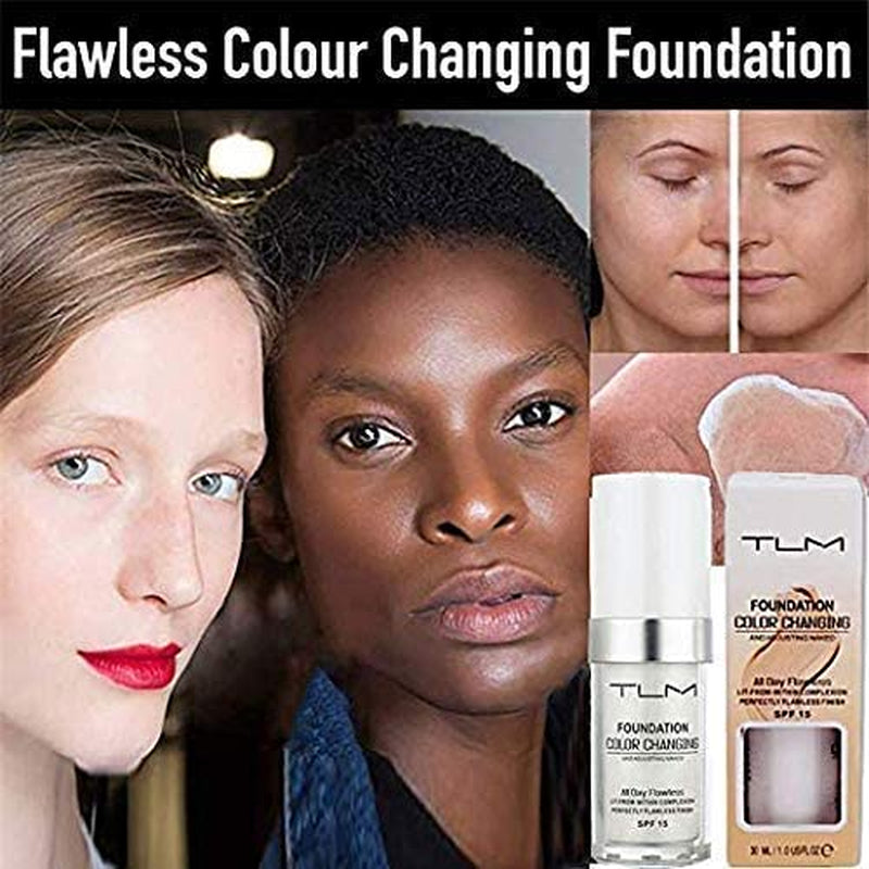 30Ml TLM Color Changing Foundation Liquid Base Makeup Change to Your Skin Tone by Just Blending, White