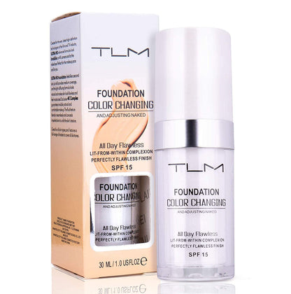 30Ml TLM Color Changing Foundation Liquid Base Makeup Change to Your Skin Tone by Just Blending, White