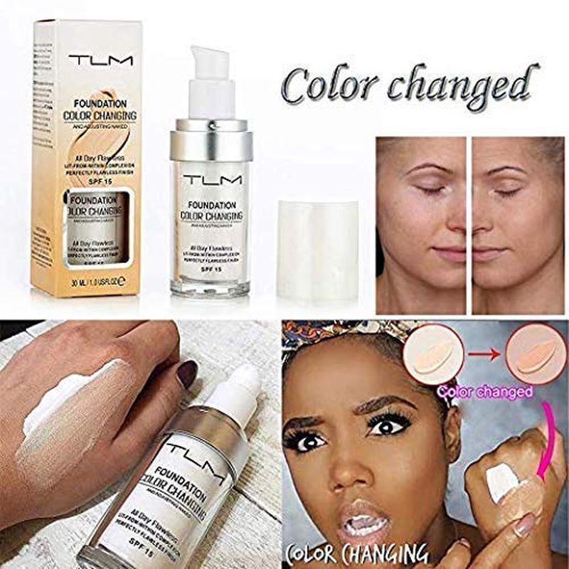 30Ml TLM Color Changing Foundation Liquid Base Makeup Change to Your Skin Tone by Just Blending, White
