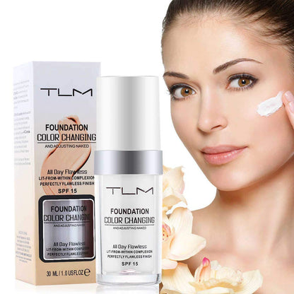 30Ml TLM Color Changing Foundation Liquid Base Makeup Change to Your Skin Tone by Just Blending, White