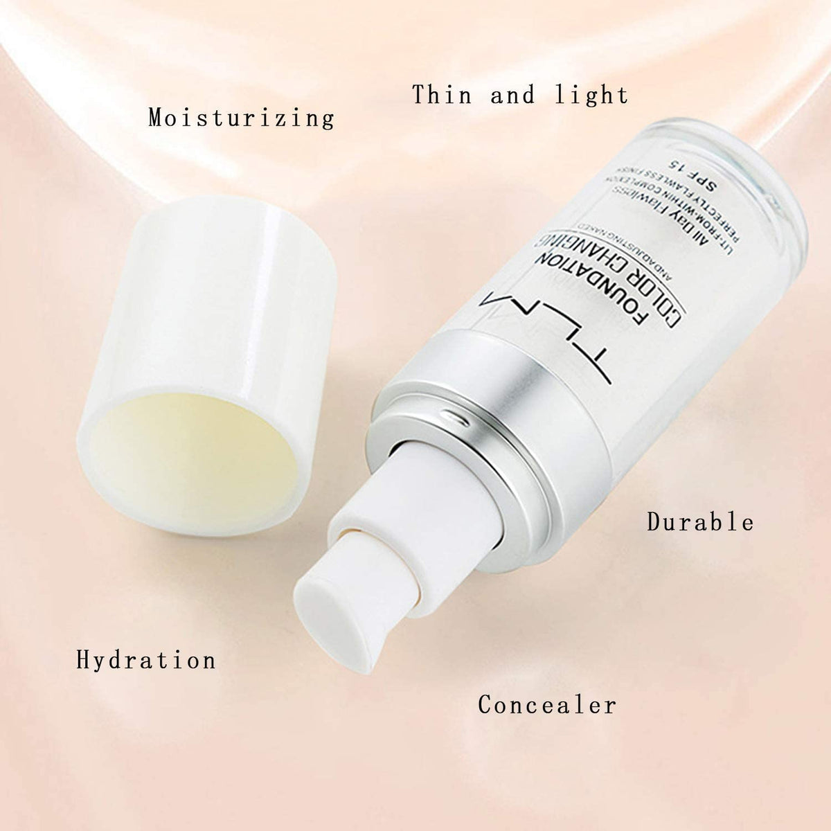 30Ml TLM Color Changing Foundation Liquid Base Makeup Change to Your Skin Tone by Just Blending, White